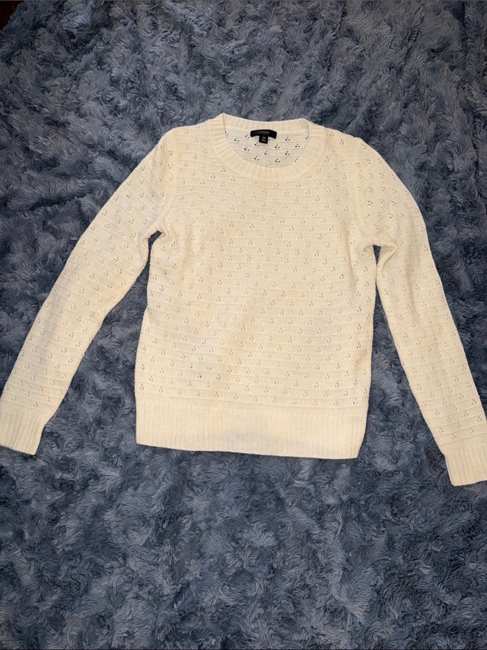 J. Crew Classic Cream Pointelle Knit Sweater